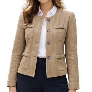 CAbi 3170 Women's Size M Penny Blazer Jacket Herringbone Fleck English Country